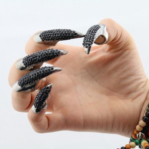 Accessories Men’s Alloy Rhinestone Exaggerated Eagle Claw Nail Ring Set