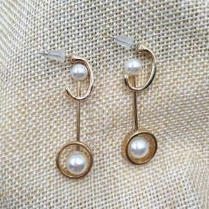 latest indian gold pearl earring designs spiral shape custom fashion women gold drop earrings