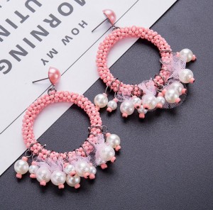 New Boho Handmade Circle Seed Bead Weaving Dangle Earrings For Women