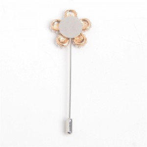 WENZHE Gold Crystal Pearls Flower Brooches