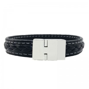 Custom Mens Wholesale Black Braided Leather Bracelet