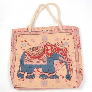 WENZHE Wholesale Stylish Elephant Printed Beach Handbag For Ladies