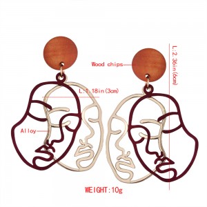 Latest Hip-hop Style Alloy Metal Drop Earring Hollow Geometric Human Face Earrings
