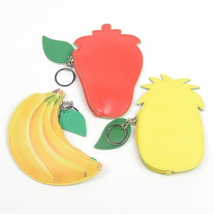 WENZHE Cartoon Fruit PU Pouch Keychain Women Wallet Coin Bag