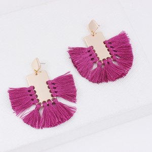 Newest Bohemian Style Geometric Bright Metal Statement Tassel Dangle Earrings Handmade Fashion Jewelry