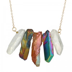 Fashion Colorful Crystal Pendant Necklace Women Natural Stone Necklace