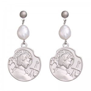 new arrival wholesale 14 k gold coin earrings baroque pearl earring vintage pearl earring jewelry