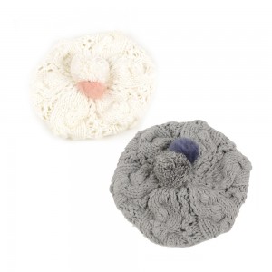 WENZHE New Design Women Warm Winter Knitted Fur Ball Beret Hat