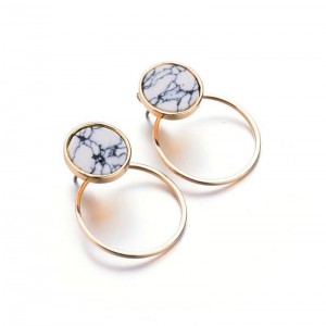 Marble gemstone white turquoise gold earrings latest design earrings women