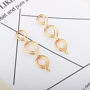 Saudi Gold Earrings Design Metal Alloy Hollow Long Flower Earrings