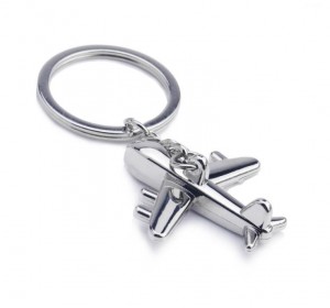 High quality custom design cheap 3D airplane shape metal keychain keyring