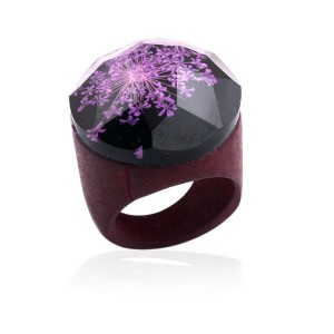 Fashion Wooden Ring Foreign Trade Resin Gypsophila Eternal Flowers Ring Ethnic Style Wedding Ring For Women