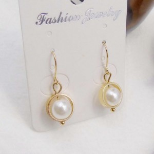 Gold Hook Earrings For Woman Newest Geometry Dangle Pearl Jewelry
