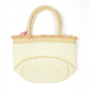 WENZHE Handmade Summer Straw Bags Tassel Smiley-face Women Handbags Beach Tote Bag