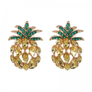 Fashion Jewelry New Hot Sale Fruit Crystal Pineapple Stud Earrings For Women