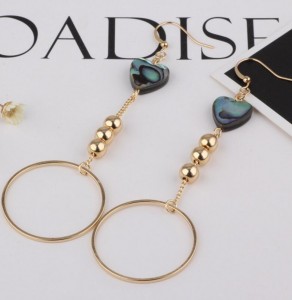 Hot sale fancy custom abalone shell earrings, jewelry popular geometry new designs gold earring