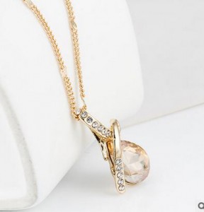 Hot sales Angel Tear Necklace Romantic Rose water drop Austrian crystal Necklace & Pendants high quality cheap jewelry