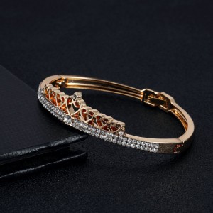Latest Designs Gold Plated Crystal Rhinestone Heart Crown Bangle Bracelet For Women