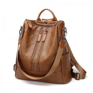 WENZHE PU Leather Backpack Purse Casual Travel Shoulder Bag Vintage Schoolbag