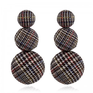 Wholesale Fashion vintage korean style handmade houndstooth button dangle earrings