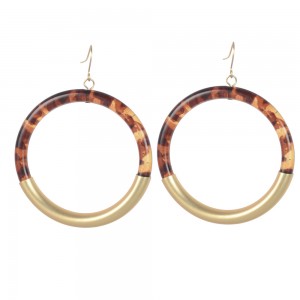 WENZHE Women Vintage Hollow Geometric Round Circle Acrylic Resin Dangle Drop Earrings