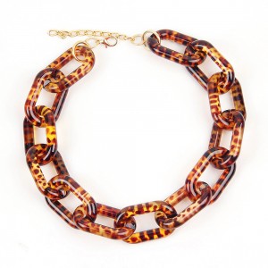 New Design Bohemian Statement Necklace Leopard Print Acrylic Chain Necklace For Women