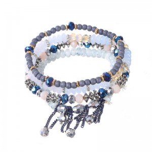 Fashion jewelry boho crystal stone beaded fringe stretch bracelet jewelry female