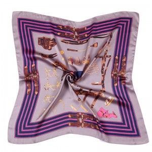WENZHE New Style Women Simple Square Scarf 70*70 Printed Turkish Silk Twill Scarf Neckerchiefs