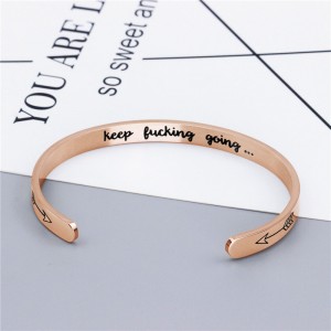 Explosion lettering bracelet keep fucking going arrow flat titanium steel bracelet