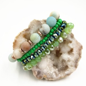 Hot Sell Natural Stone Crystal Bead Bracelet Set Druzy Charm Stone Diy Beads Bracelet Set