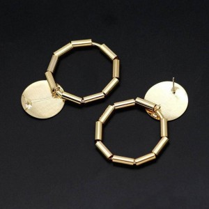 Wholesale trending products gold metal tube circle earring stud