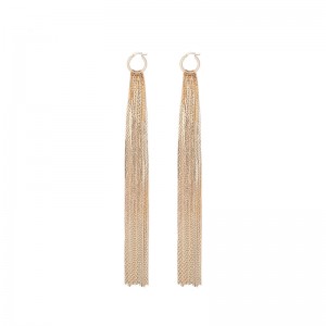 Personality exaggerated long section banquet dress ear hooks single earring long gold tassel earring