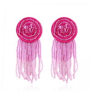 Handmade Bohemia Statement Earring Multilayer Seed Beaded Long Tassel Earrings For Women