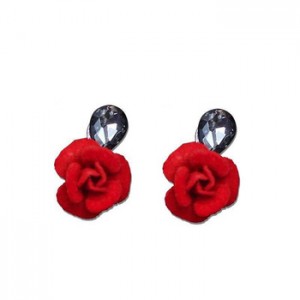 Simple temperament crystal earrings personalized plush rose earrings female manufacturer