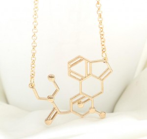 Science Jewelry Women Metal Chemistry Double Helix DNA Molecule Pendant Necklace