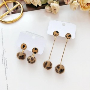 wholesale female fashion earrings retro leopard earrings with ball