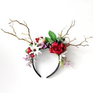 2019 Newest Design Halloween Festival Emulational Flower Animal Hair Bands With Antlers