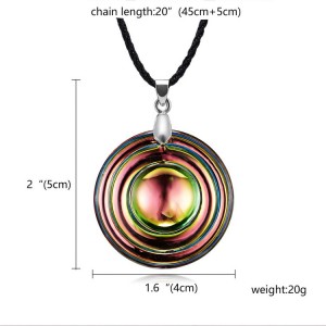 Fashion Simple Punk Tide Clavincle Chain Green Bright Color Round Crystal Pendant Necklace