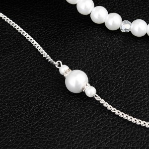 Simple long diamond-studded pearl pendant tassel necklace back body chain