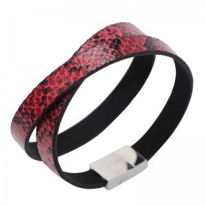 Personalized custom multi-layered printed womens leather bracelet