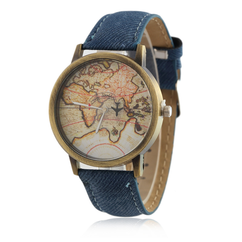 Fashion mini world map print airplane quartz watches,canvas belt watch men,mens cool watches Featured Image