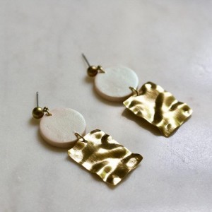 Polymer Clay Drop Earring Statement Earring Brass Ruffle