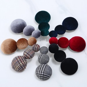 Wholesale Fashion vintage korean style handmade houndstooth button dangle earrings