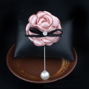 Rose flower brooch fabric flower long pin suit with accessories small daisy pearl brooch pin
