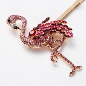 WENZHE New Crystal Flamingo Hair Pins Sets for Women Girls Colorful Hair Jewelry Barrette Animal rhinestone Hair Clip