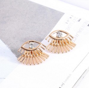 Gold Plated Eyes Eyelash Crystal 2 Layers Earrings New Design For Women