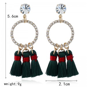 Wholesale New Style Women Earring Crystal Rhinestone Circle Thread Tassel Drop Earrings