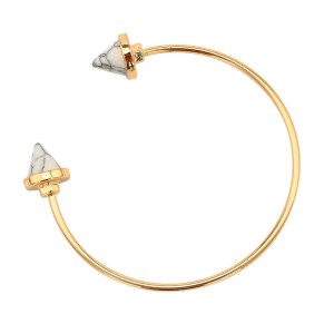 Newest Gold Plated Bullet Shape Natural Stone Cuff Bangles Trendy Bracelet For Women