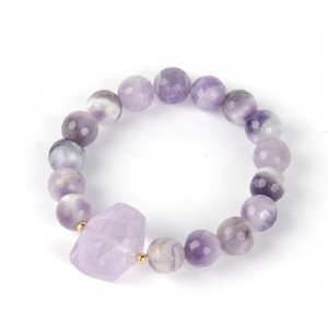 WENZHE Fashion Charm Unique Purple Agate Stone Beaded Bracelet For Women