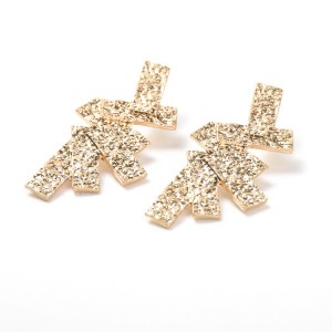 Newest Design Metal Geometric Gold Plated Earrings Wholesale Jewelry Folded Gold Earrings